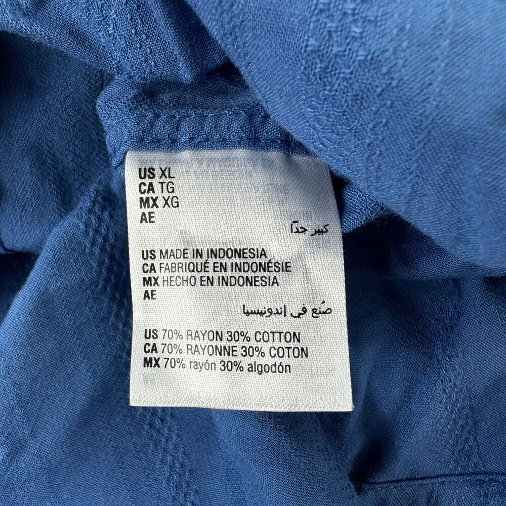 Sun + Stone Mens Weston Rayon Blend Short Sleeve Button Down Shirt Blue XL - Picture 4 of 4